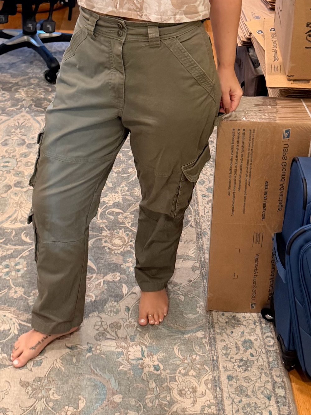 Olive Green Cargo Utility Pants